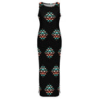Baha Ranch Southwestern Aztec Sleeveless Bodycon Side Slit Western Maxi Dress