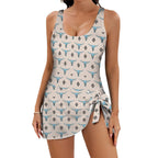 Baha Ranch Turquoise Longhorn Skirted Swimsuit