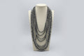 Eight Row Western Faux Sterling Pearl Statement Necklace — Single-Clasp Layered Set