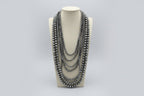 Eight Row Western Faux Sterling Pearl Statement Necklace — Single-Clasp Layered Set
