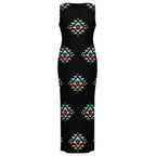 Baha Ranch Southwestern Aztec Sleeveless Bodycon Side Slit Western Maxi Dress