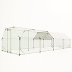 9.94×25.68 FT Large Walk-In Chicken Coop | Galvanized Steel Poultry Run with UV Waterproof Tarp & Lockable Doors — Hen House & Farm Pen