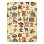 Baha Ranch Vintage Cowboy Collage Ultra-Soft Micro Fleece Blanket 60" x 80" Made in America