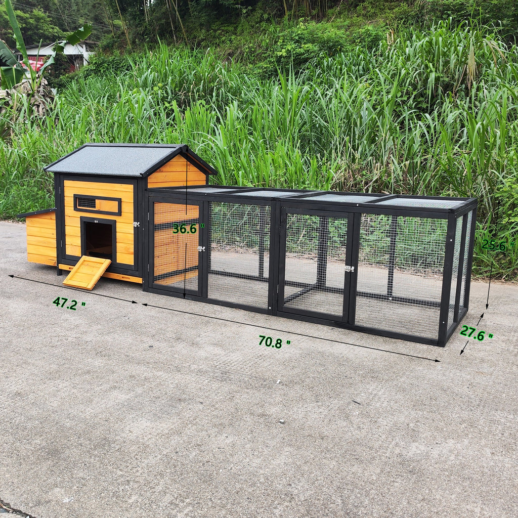 114" Wooden Chicken Coop with Outdoor Run