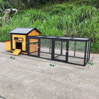 114" Wooden Chicken Coop with Outdoor Run