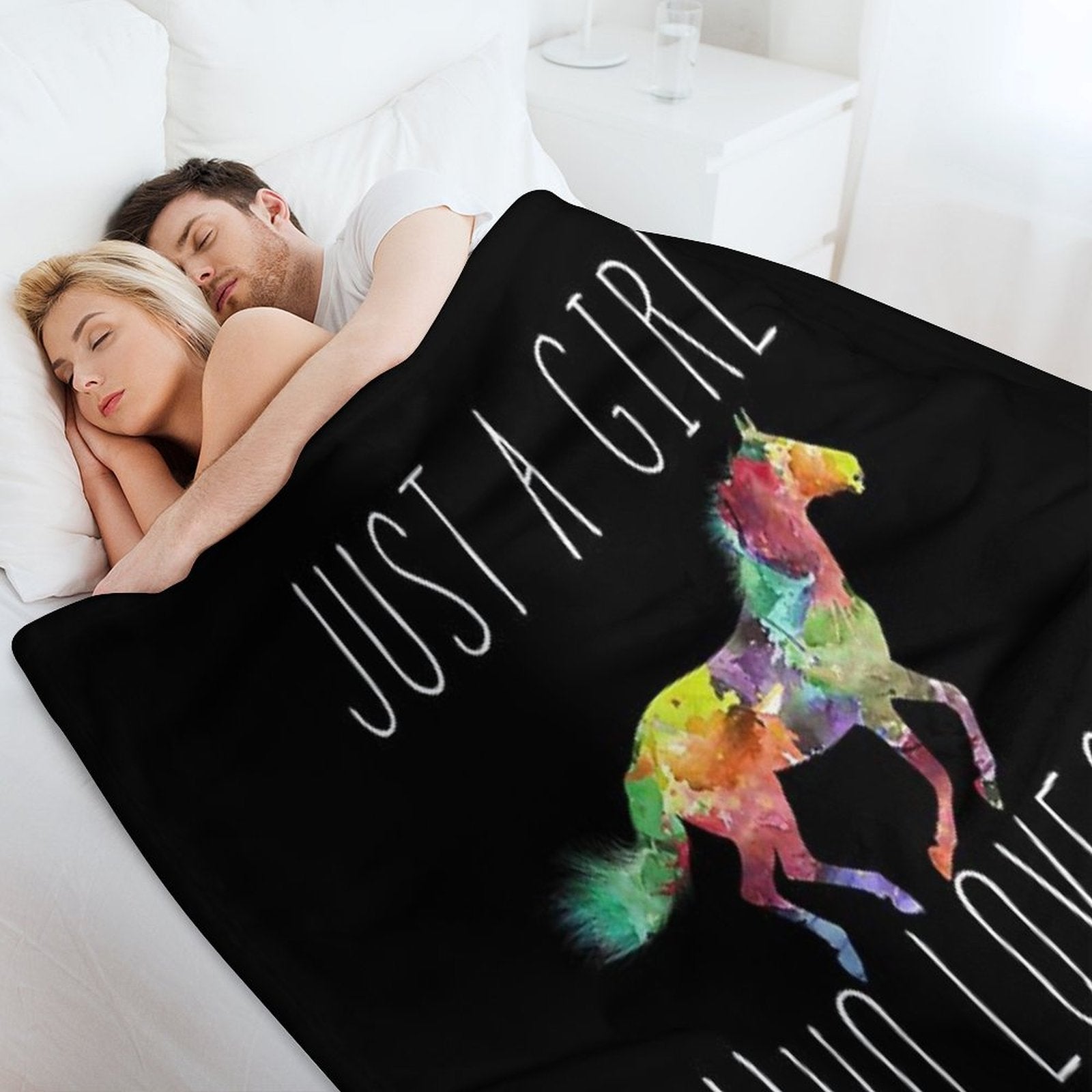 Just A Girl Who Loves Horses Throw Blanket