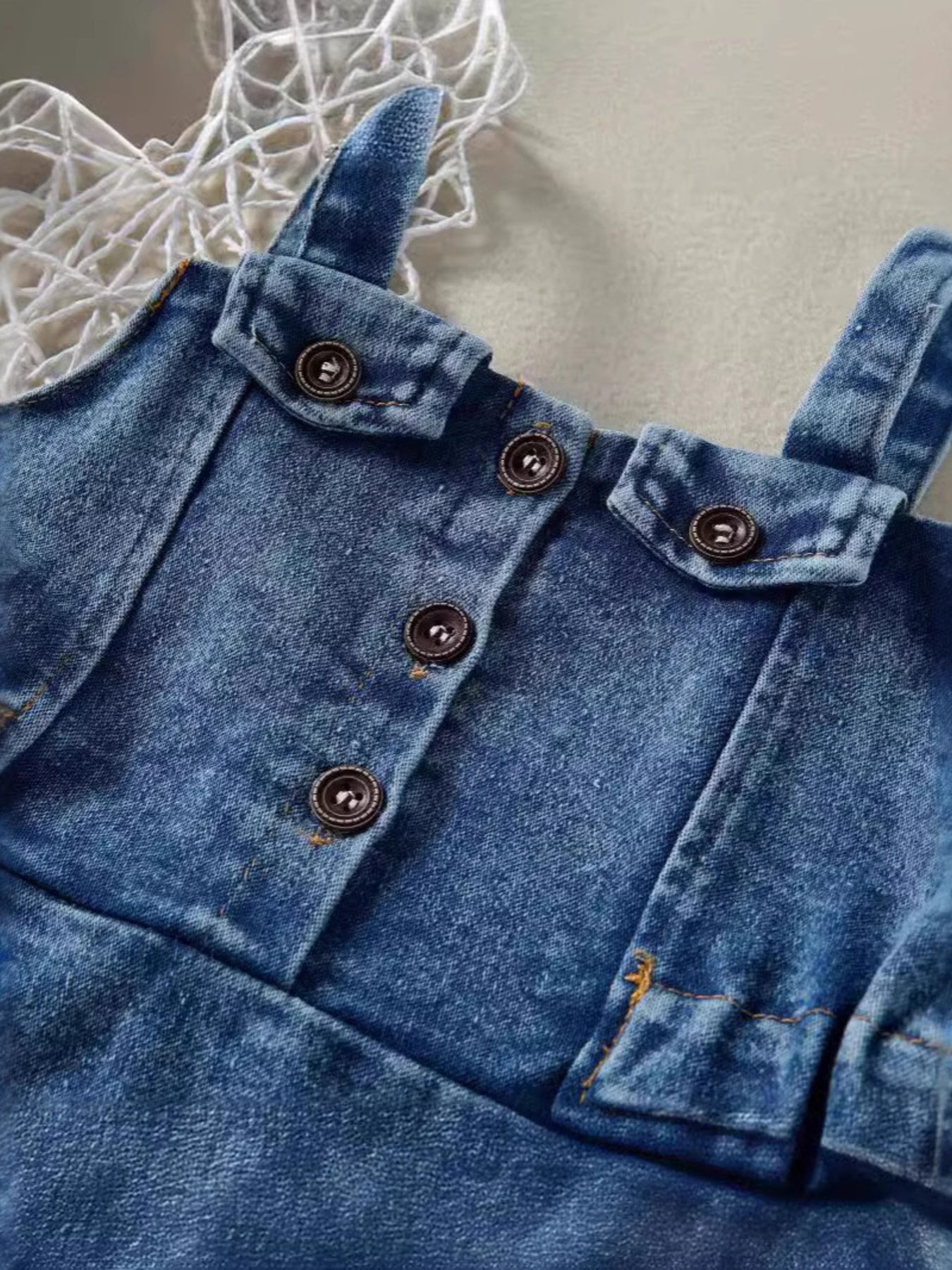 Children's Ruffled Hem Denim Overall Dress