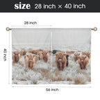 Baha Ranch Highland Cow Curtains Window Curtain 28"x40" (2-Piece) Made in America