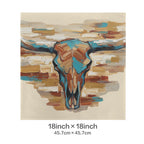 Baha Ranch Painted Tan Longhorn Velvety Soft Pillow Case Made in America