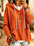 Full Size Waffle Knit Drawstring Long Sleeve Hoodie Plus Size