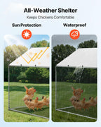 VEVOR Large Metal Chicken Coop, Walk-in Poultry Cage With Waterproof Cover, Outdoor Hen House For Chicken Duck Rabbit Farm