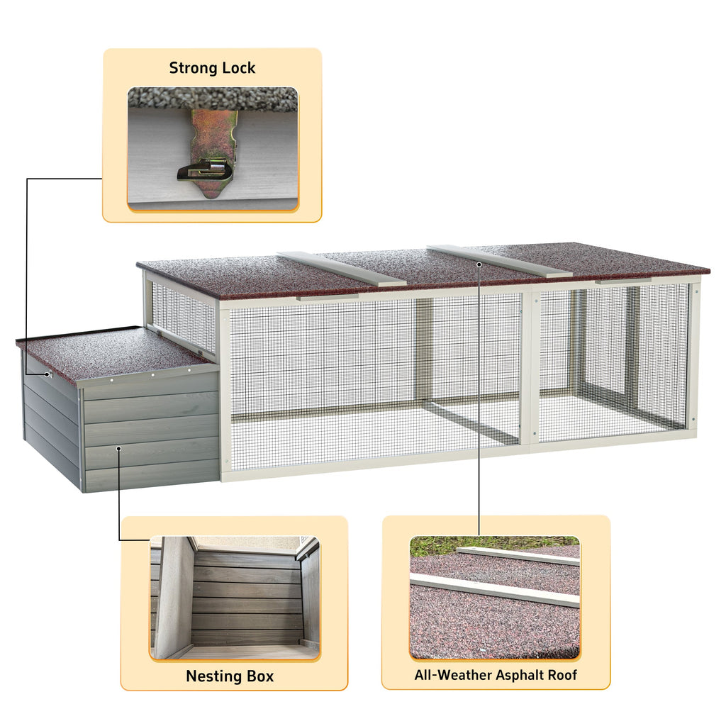 20.93ft² Large Wooden Chicken Coop Outdoor Hen House