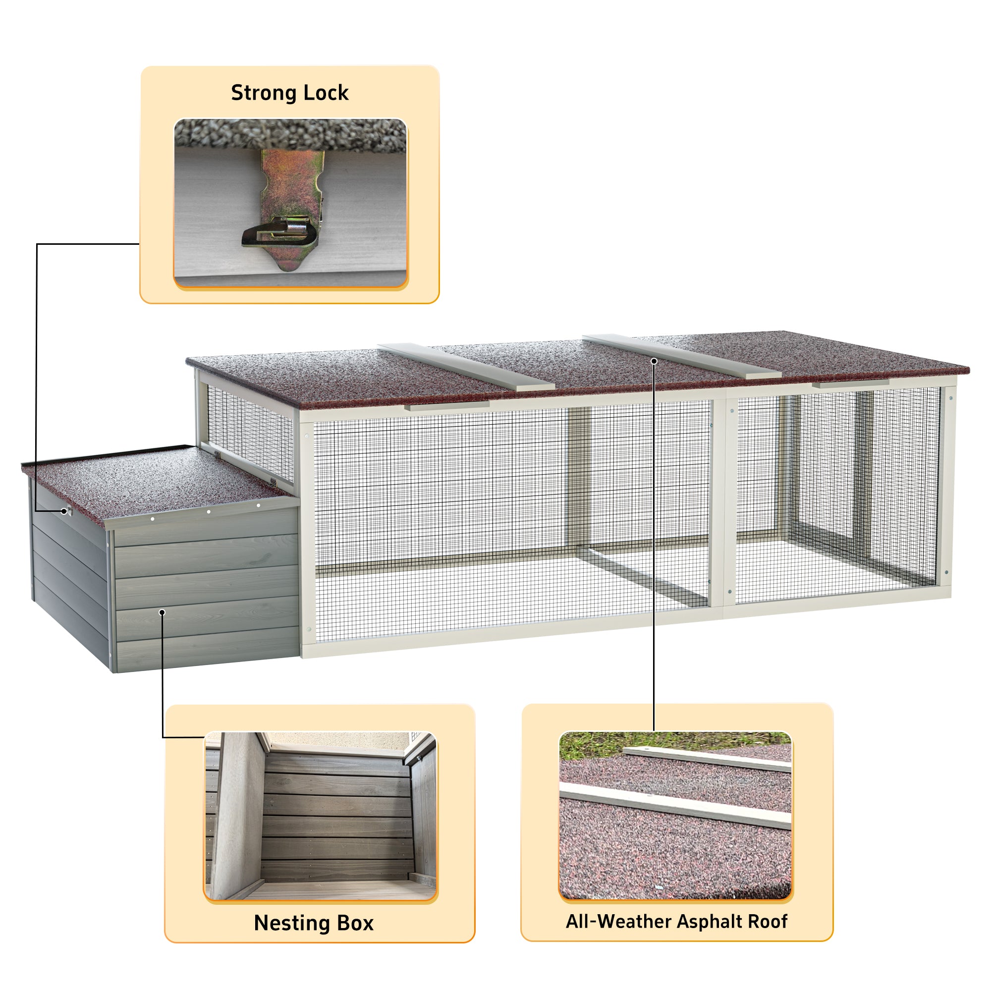 20.93ft² Large Wooden Chicken Coop Outdoor Hen House