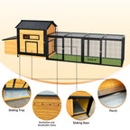 114" Wooden Chicken Coop with Outdoor Run