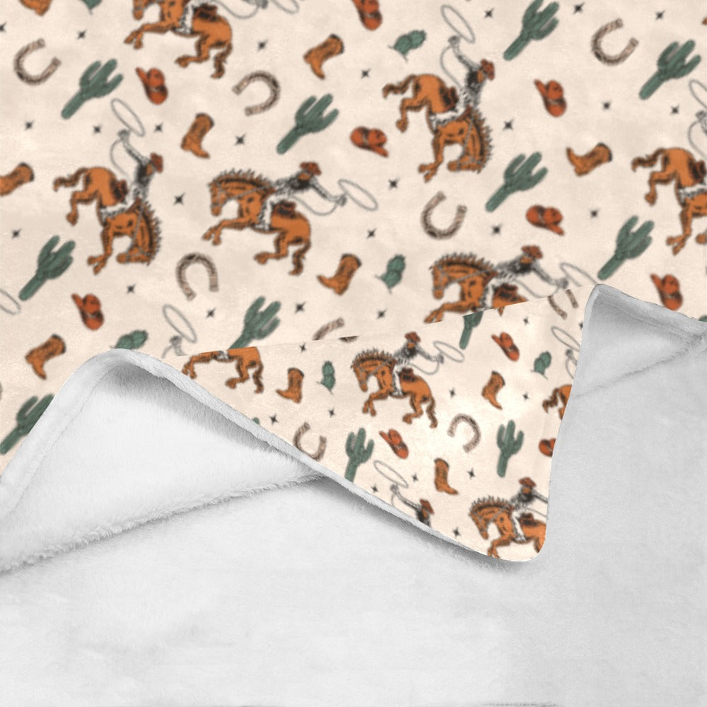 Cowboy Rodeo Western Micro Fleece Blanket 60" x 80" Made in America