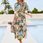 Baha Ranch Colores de Mexico Pictures of the Southwest Button-Up Long Sleeve Shirt Dress Duster