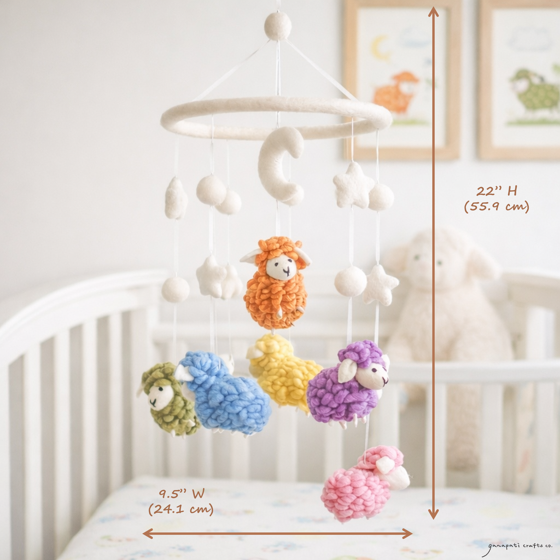 Pastel Sheep Baby Mobile