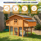 Chicken House for Outdoor with Two Nesting Boxes, Leakproof Pull-On Tray, and UV-Resistant Roof Panel