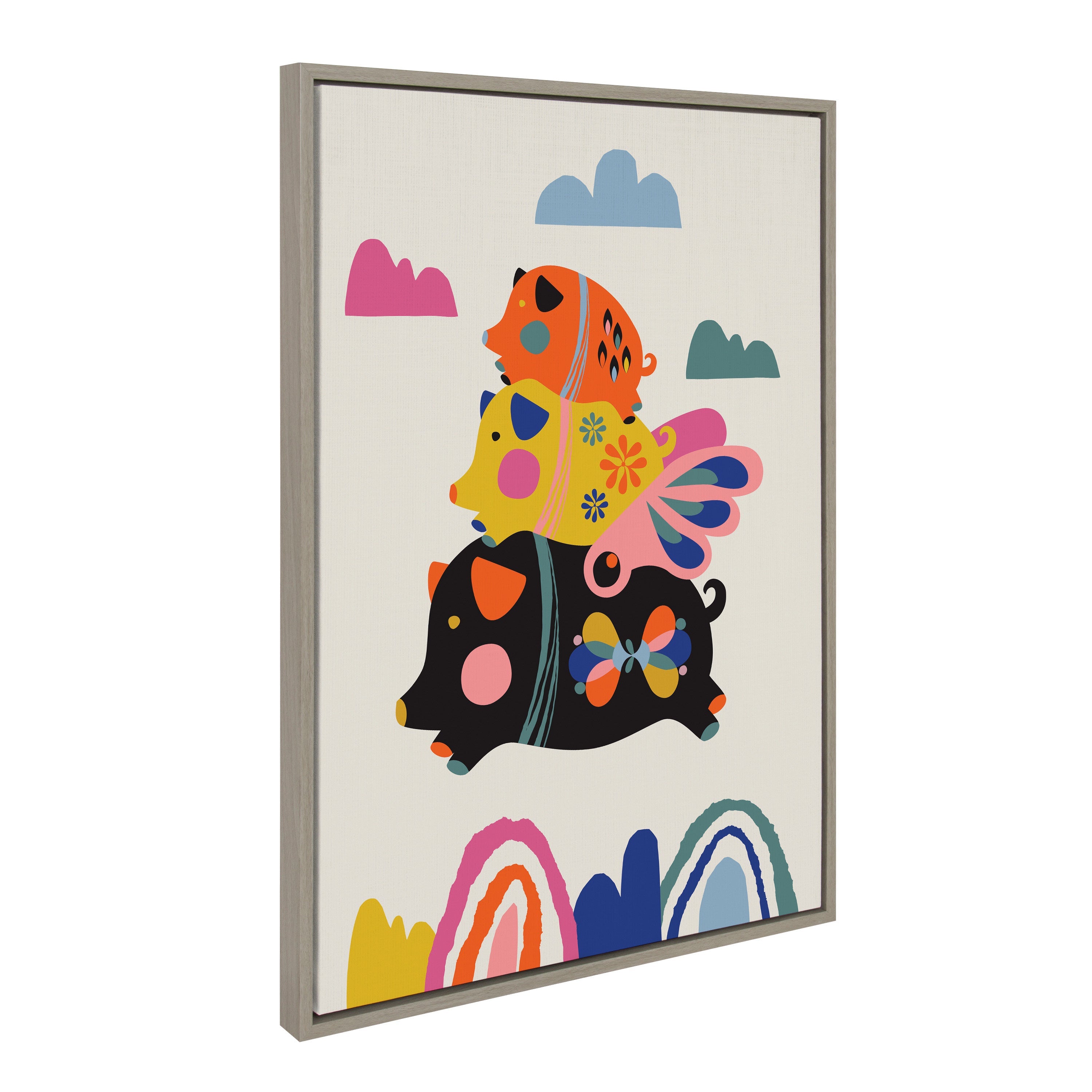 Sylvie Flying Pigs Framed Canvas by Rachel Lee of My Dream Wall