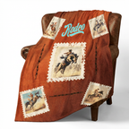 Baha Ranch Old Rodeo Western Throw Blanket 60" x 80" Ultra Soft Made in America