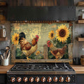 Sunny Roosters – Tempered Glass Backsplash | Farmhouse Chicken & Sunflower Backsplash