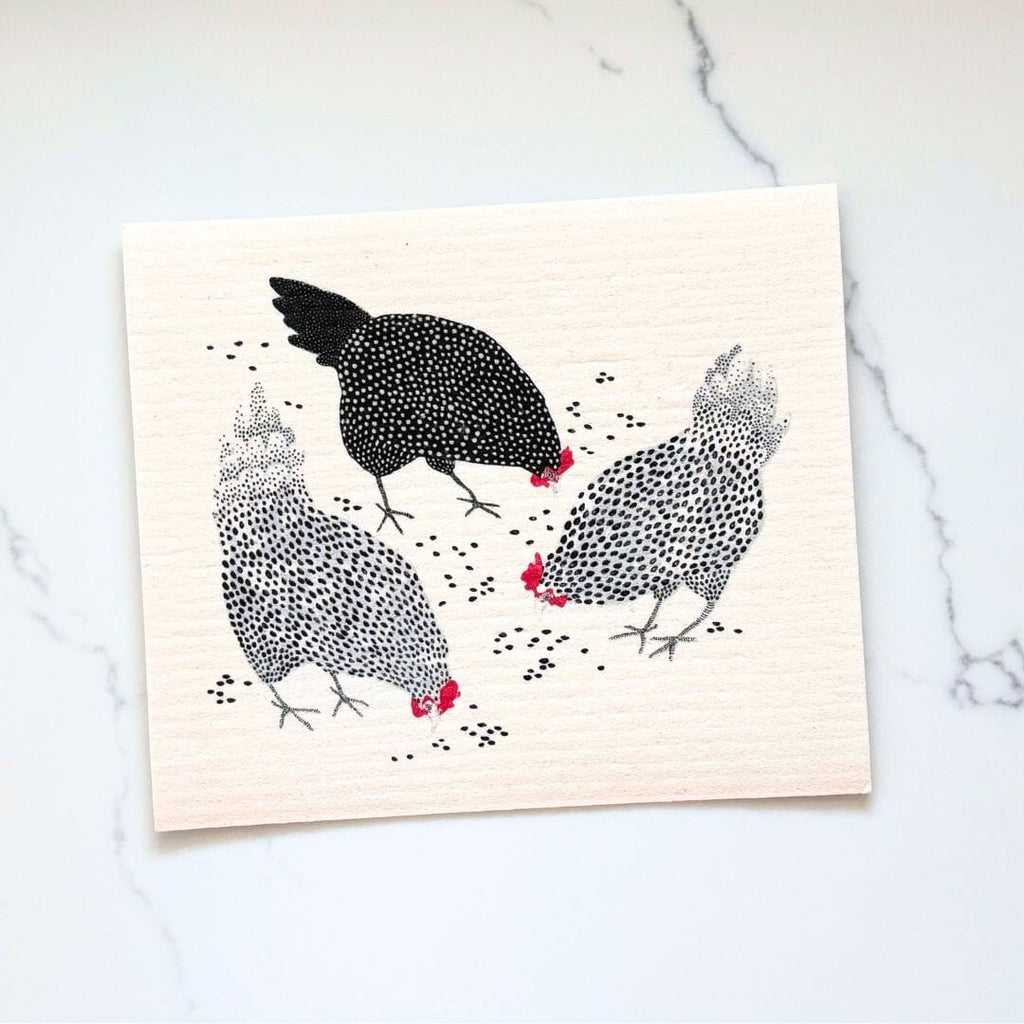 Happy Chickens Swedish Dishcloth