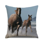Horse Pattern Pillow Cover Running Horses Cotton Linen Square Cushion Cover Standard Pillowcase for Men Women Home Decorative Sofa Armchair Bedroom Livingroom Farmhouse 45x45CM