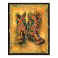 Cowboy Boots Wall Art - Framed Western Rodeo Print 16x20 with Poplar Wood Frame