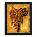 Cowboy Saddle Art - Western Wall Art 16x20 Inch Print with Black or Gold Frame
