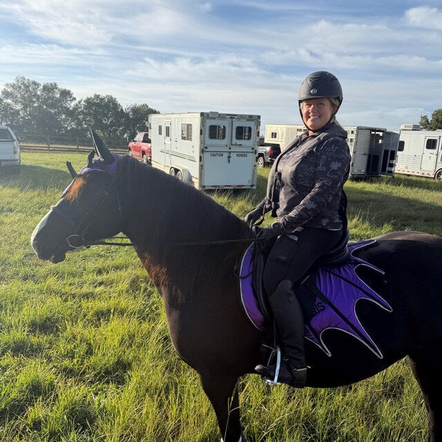 Purple Horse Dragon Saddle Pad, Ear Bonnet & Horse Boot Set