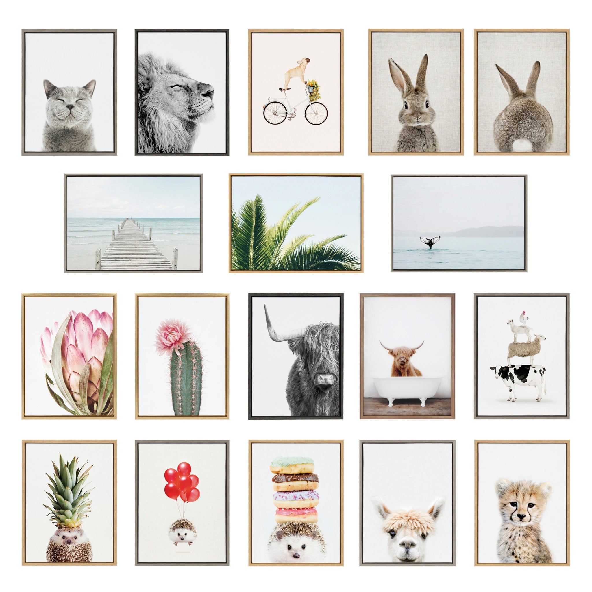 Sylvie Sheep Bangs Portrait, Animal Studio Black Nosed Sheep and Dorper Sheep Framed Canvas Art Set by Amy Petrson Art Studio