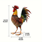 Large Rustic Metal Chicken Garden Stake for Outdoor Decor