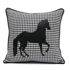 Luxury Black White Houndstooth Gold Leather Stitching Pillow Covers Sofa Decorative Horse Pillow Case Swallow Gird Throw Pillowcases Black Gold PU Leather Polyester Splicing Cushion Covers Well Made Classic Pattern