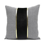 Luxury Black White Houndstooth Gold Leather Stitching Pillow Covers Sofa Decorative Horse Pillow Case Swallow Gird Throw Pillowcases Black Gold PU Leather Polyester Splicing Cushion Covers Well Made Classic Pattern