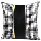 Luxury Black White Houndstooth Gold Leather Stitching Pillow Covers Sofa Decorative Horse Pillow Case Swallow Gird Throw Pillowcases Black Gold PU Leather Polyester Splicing Cushion Covers Well Made Classic Pattern