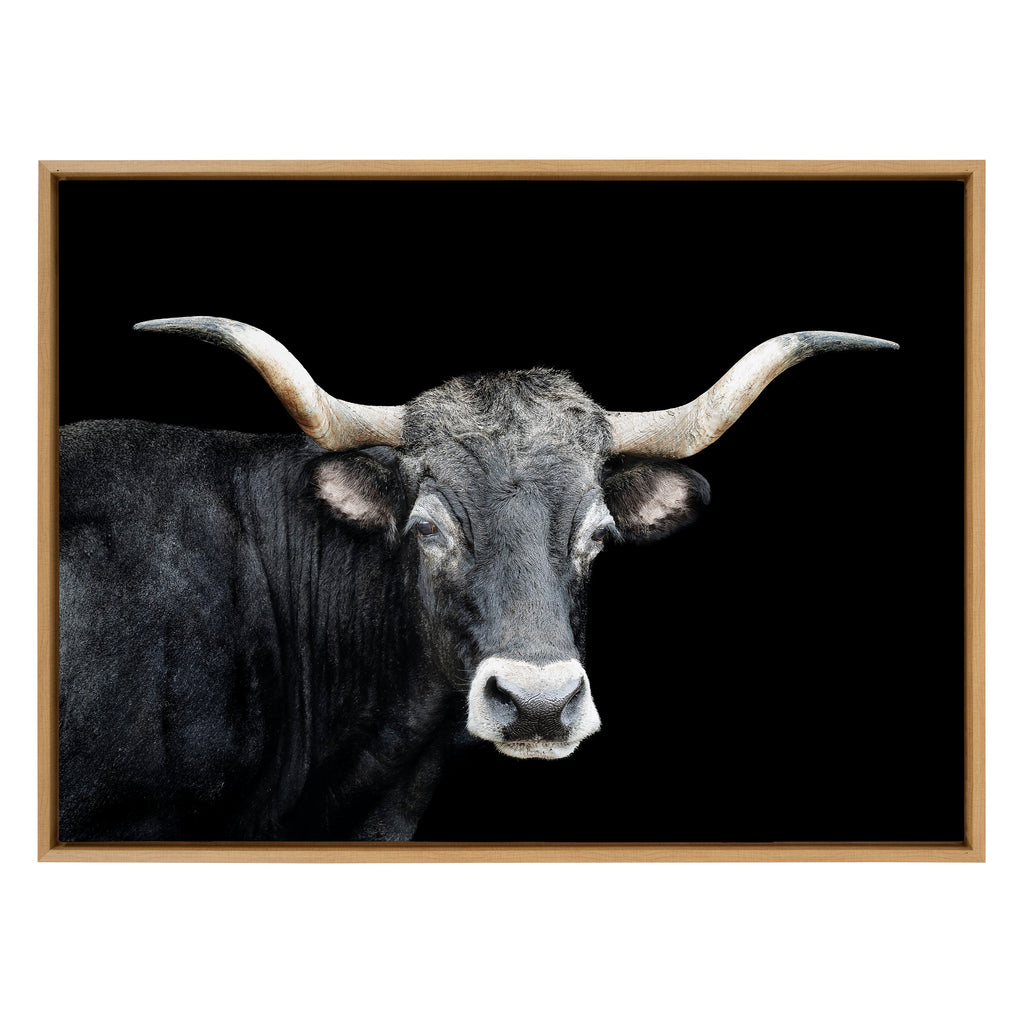 Sylvie Tudanca Cow Longhorn Bull Cattle Animal Framed Canvas by Xyo