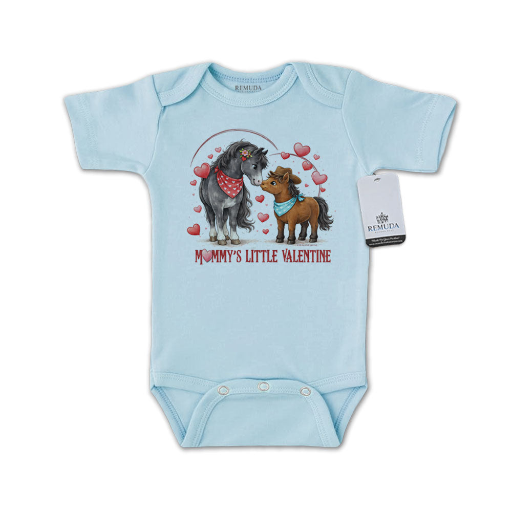 Mommy's Little Valentine Cowboy  - Infant Boys One Piece Western Romper