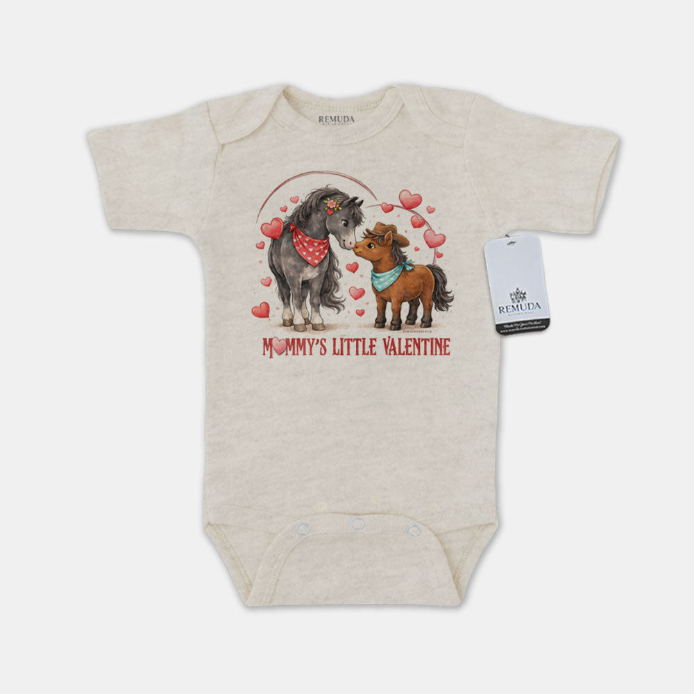 Mommy's Little Valentine Cowboy  - Infant Boys One Piece Western Romper
