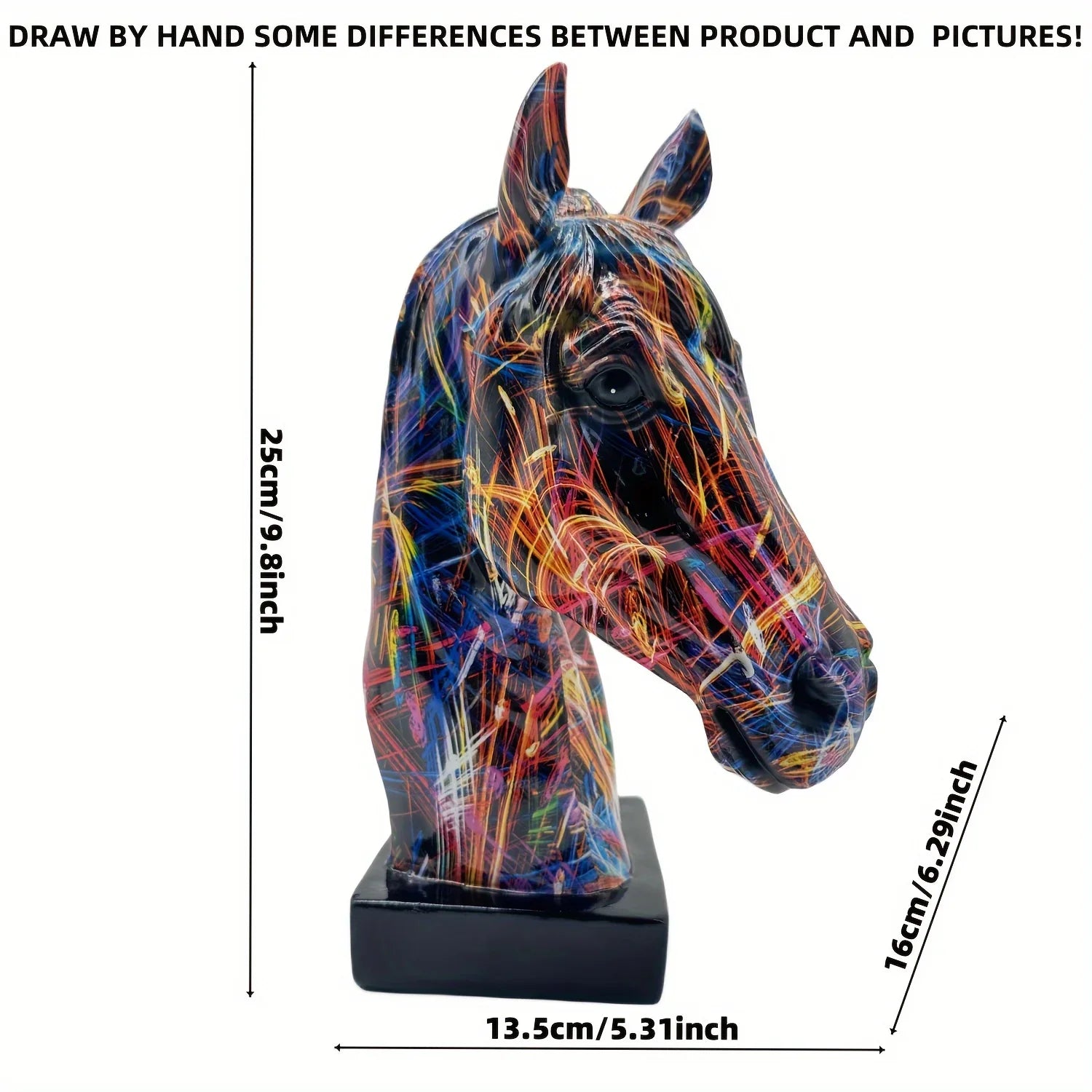 Abstract Multicolor Horse Head Sculpture Decorative Table Accent