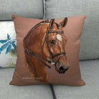 New Animal Pattern Pillow Cover Simple Wind Pillow Set Art Home Decorative Throw Pillow Cover Horse Cotton Linen Cushion for Couch Sofa Bedroom Livingroom Kitchen Car Restoring Ancient Ways Horse Head Decorative Cushion Covers 45x45CM