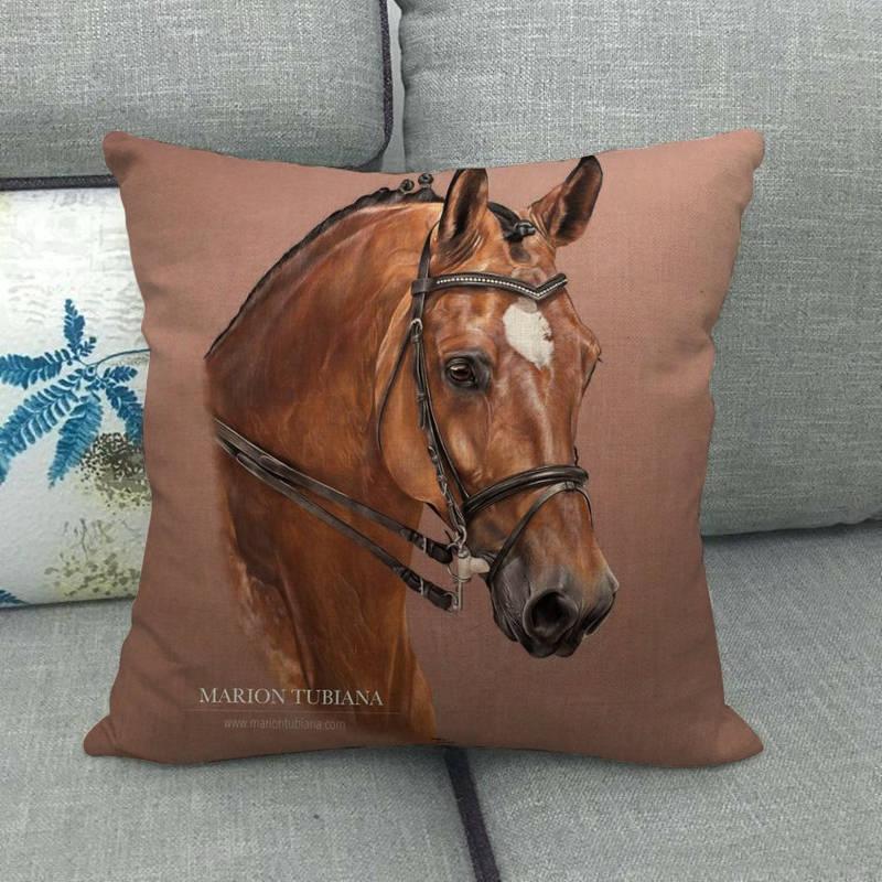 New Animal Pattern Pillow Cover Simple Wind Pillow Set Art Home Decorative Throw Pillow Cover Horse Cotton Linen Cushion for Couch Sofa Bedroom Livingroom Kitchen Car Restoring Ancient Ways Horse Head Decorative Cushion Covers 45x45CM