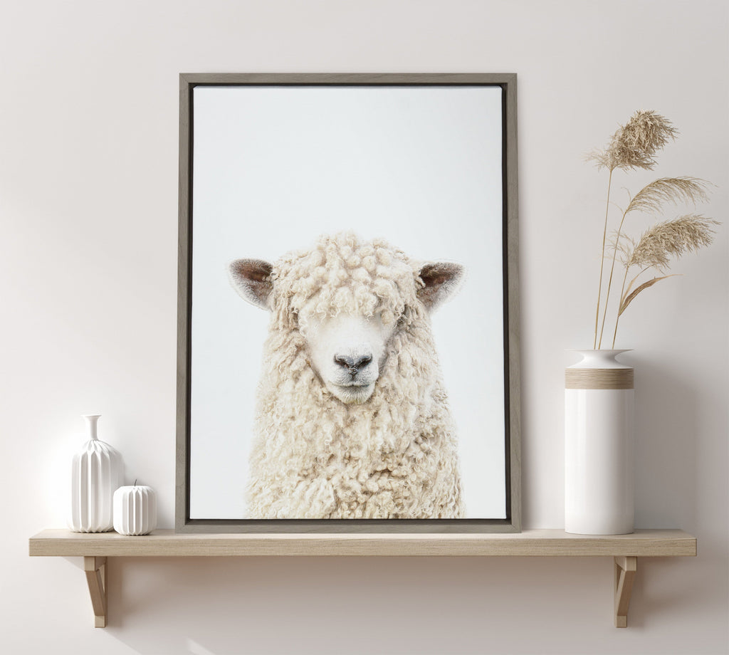 Sylvie Sheep Bangs Portrait Framed Canvas by Amy Peterson Art Studio