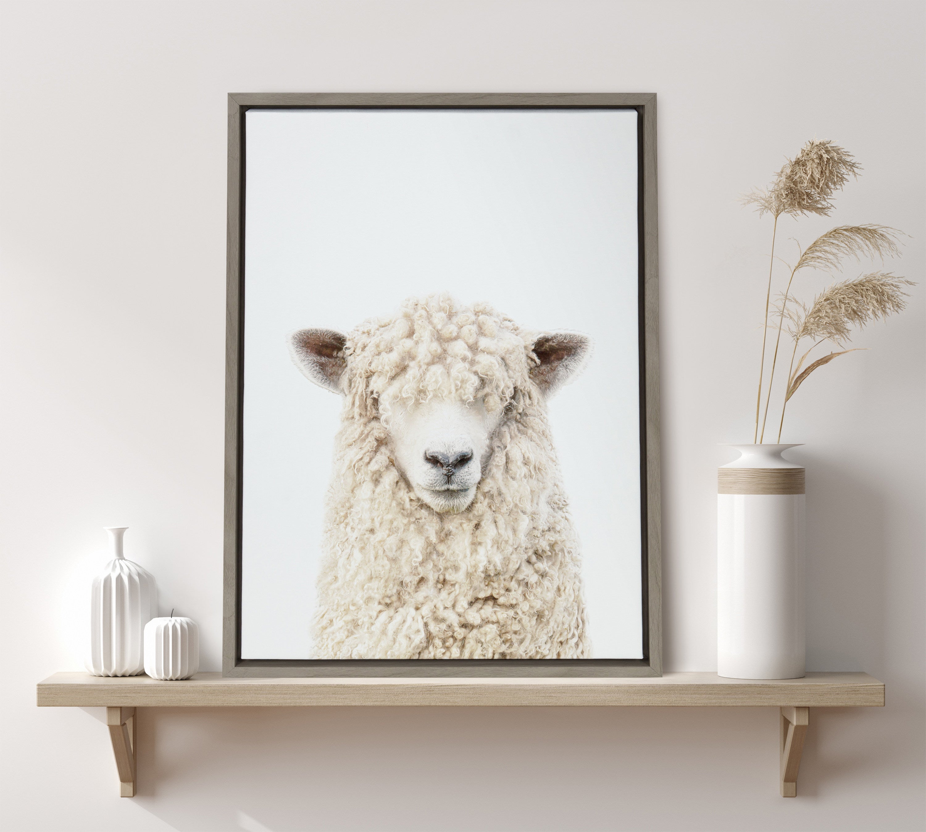 Sylvie Sheep Bangs Portrait Framed Canvas by Amy Peterson Art Studio