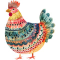 Folk Chicken Fabric Panel 19