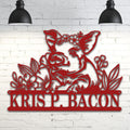 Personalized Metal Sign – Pig Metal Decor with Flowers | Custom Porch Sign