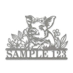 Personalized Metal Sign – Pig Metal Decor with Flowers | Custom Porch Sign