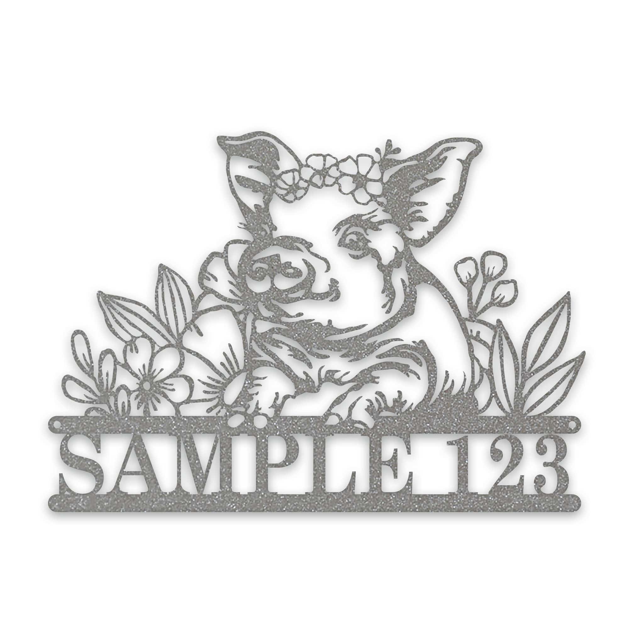 Personalized Metal Sign – Pig Metal Decor with Flowers | Custom Porch Sign