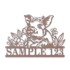 Personalized Metal Sign – Pig Metal Decor with Flowers | Custom Porch Sign