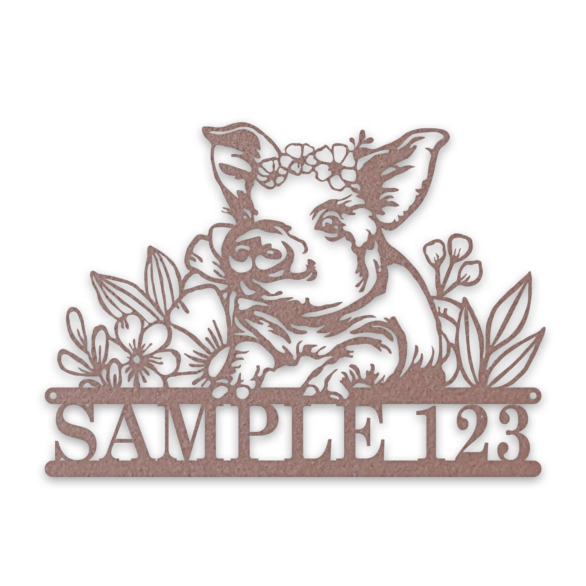 Personalized Metal Sign – Pig Metal Decor with Flowers | Custom Porch Sign