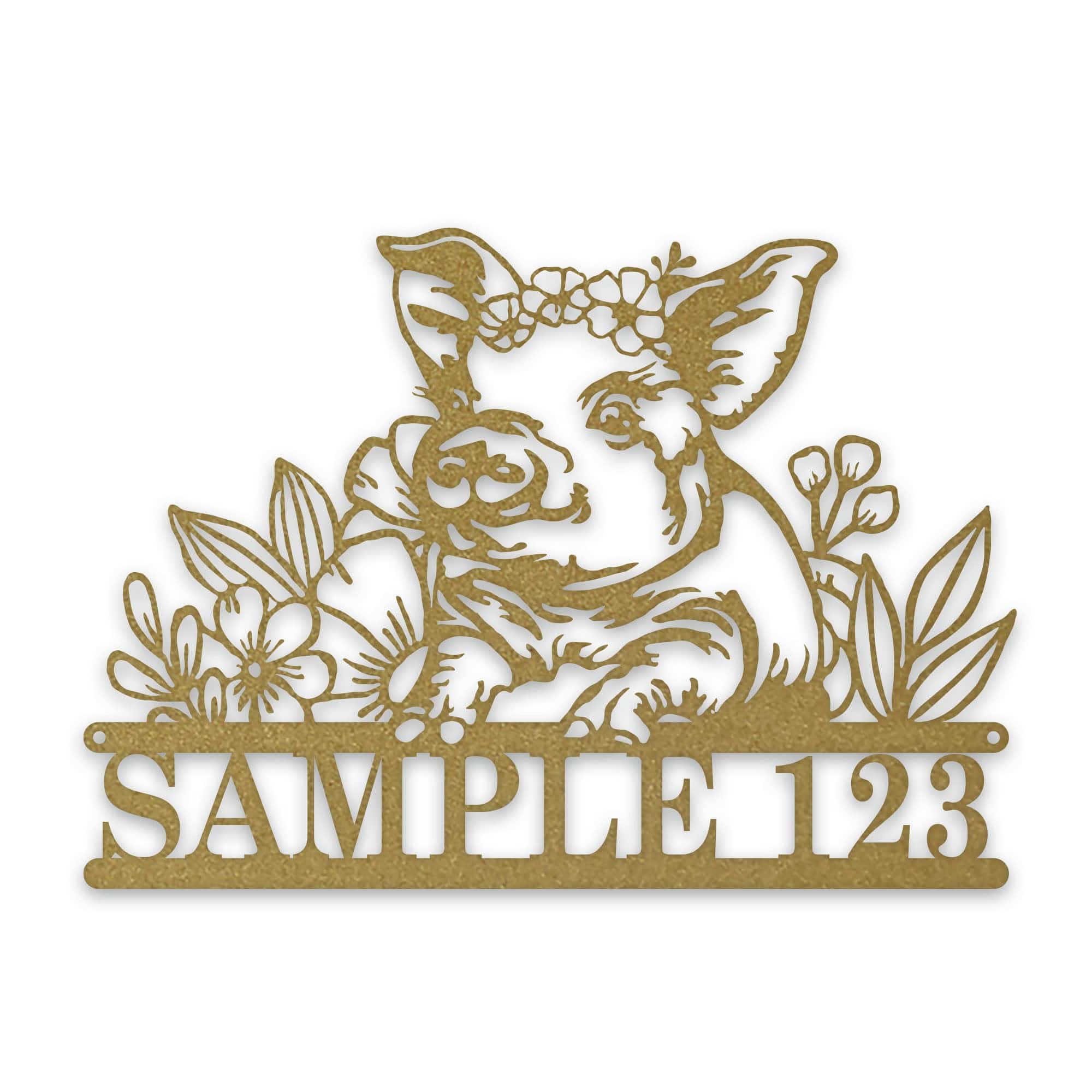 Personalized Metal Sign – Pig Metal Decor with Flowers | Custom Porch Sign